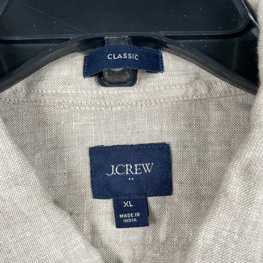 J Crew Shirt Mens XL Classic Fit Beige Linen Blend Long Sleeve Button Down - Picture 6 of 8